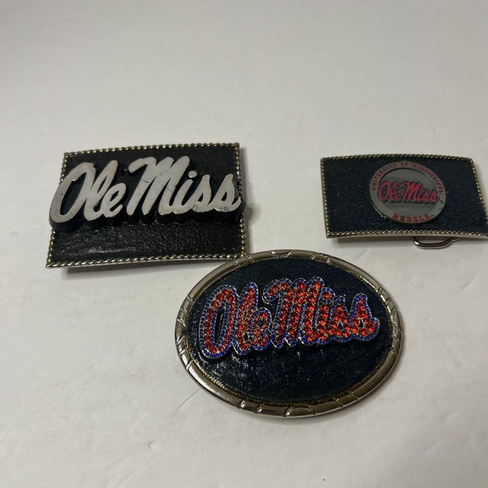3  OLE MISS Metal BELT BUCKLES